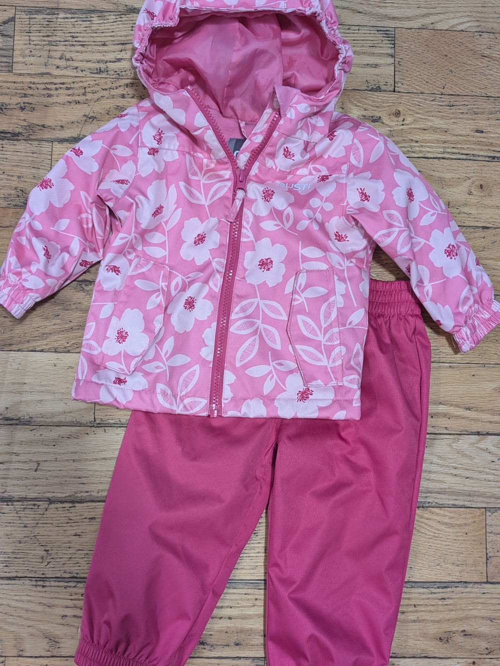 Gusti Floral Hooded Rain Jacket & Pants Set Lined Size 18M Coat *Q16